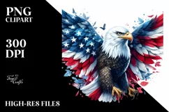 Patriotic Bald Eagle Watercolor | Summer Clipart Product Image 1