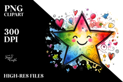 Smiling Scribbled Star Hearts PNG Product Image 2