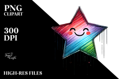 Smiling Scribbled Star Hearts PNG Product Image 2