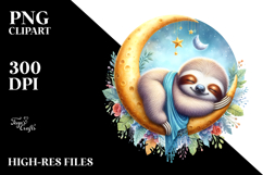 Watercolor Baby Sloth Sleeping | Clipart Product Image 2