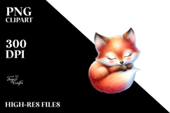 Colorful Sleeping Fox on Moon PNG Product Image 2