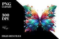 Abstract Vibrant Watercolor Butterfly PNG Product Image 3
