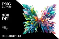 Abstract Vibrant Watercolor Butterfly PNG Product Image 3