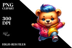 Jumping Baby Bear with Raincoat, Colorful PNG Product Image 2