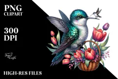 Baby Hummingbird Tulip Basket | Clipart Product Image 2