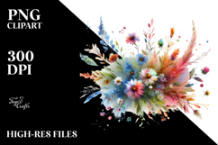 Colorfull Wild Flowers on White PNG Product Image 2
