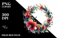 Abstract Colorful Wreath with Red Flowers | Clipart Product Image 3
