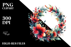 Abstract Colorful Wreath with Red Flowers | Clipart Product Image 2