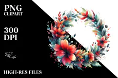 Abstract Colorful Wreath with Red Flowers | Clipart Product Image 2