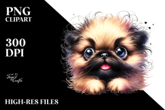 Watercolor Baby Pug with Big Eyes, Transparent PNG Product Image 2