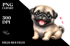Watercolor Baby Pug with Big Eyes, Transparent PNG Product Image 2