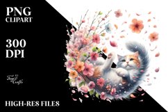 Spring Petals Cat Tumbling Watercolor Product Image 1