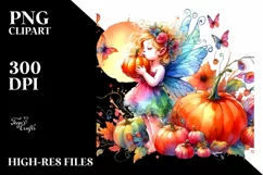 Cute Fairy and Pumpkin Sublimation Clipart Product Image 3