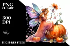 Cute Fairy and Pumpkin Sublimation Clipart Product Image 3