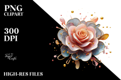 Red Rose with Golden Insertions PNG Product Image 2