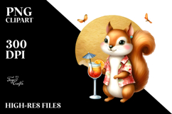 Cute Squirrel Drinking Cocktail PNG Product Image 2
