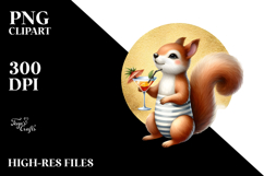Beachwear Squirrel Drinking a Cocktail, White Background Product Image 2