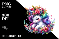 Floral Wreath Unicorn PNG Product Image 2