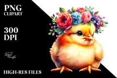 Revolted Baby Chicken with Floral Wreath PNG Product Image 2