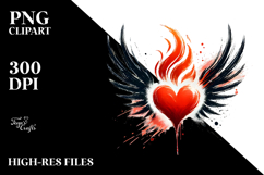 Simple Paintbrush Style Heart Wings Fire PNG Product Image 2