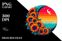 Colorful Sunflowers Half Moon PNG Product Image 2