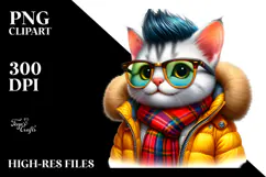 Goofy Baby Cat for Winter PNG Product Image 2