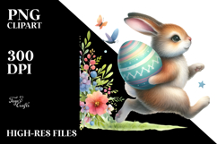 Bunny Running with an Easter Egg, Funny and Creative PNG Product Image 2