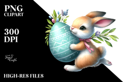 Bunny Running with an Easter Egg, Funny and Creative PNG Product Image 2