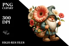 Detailed Digital Gnome Gerbera Bouquet | Clipart Product Image 1