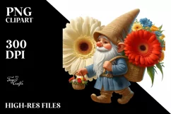 Detailed Digital Gnome Gerbera Bouquet | Clipart Product Image 1