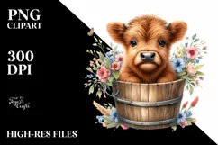 Cute Baby Dog in Bucket with Flowers Product Image 1
