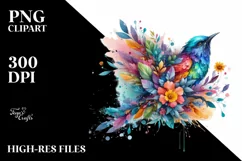 Abstract Vibrant Watercolor Bird PNG Product Image 3