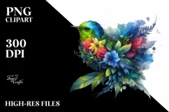 Abstract Vibrant Watercolor Bird PNG Product Image 1