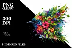 Abstract Vibrant Watercolor Bird PNG Product Image 3