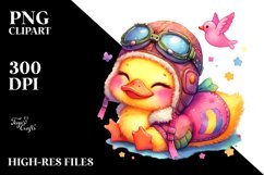 Cute Vibrant Baby Duck in Aviator Suit PNG Product Image 2