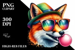 Quirky Fox Portrait with Hat and Chewing Gum | Sublimation | Product Image 3