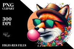 Quirky Fox Portrait with Hat and Chewing Gum | Sublimation | Product Image 1