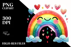 colorful Rainbow with Hearts, PNG Product Image 2
