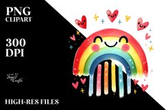 colorful Cloud with Hearts, PNG Product Image 2