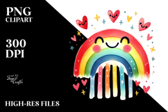 Smiling Rainbow with Hanging Hearts PNG Product Image 2