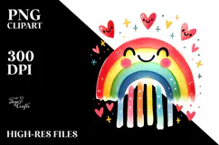 Smiling Rainbow with Hanging Hearts PNG Product Image 2