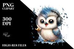 Energetic Baby Owl, Sublimation PNG Product Image 2