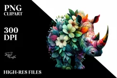 Abstract Vibrant Watercolor Rhino PNG Product Image 3