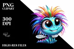 Cute Colorful Cartoon Baby Dragonfly | Sublimation | Clipart Product Image 3