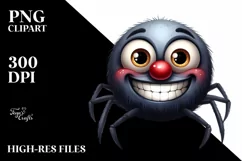 Funny Watercolor Spider Goofy Smile Clipart Product Image 1
