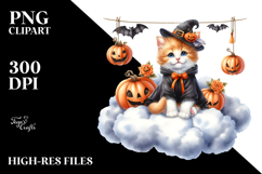 Halloween Kitten on Cloud PNG Product Image 2