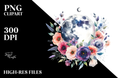 Vibrant Boho Moon with Foliage | Clipart Product Image 2