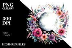 Vibrant Boho Moon with Flowers | Clipart Product Image 1