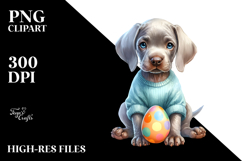 Watercolor Weimaraner with Easter Egg, High Quality Product Image 2