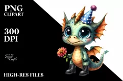 Baby Dragon with Party Hat and Boots | Clipart Product Image 3